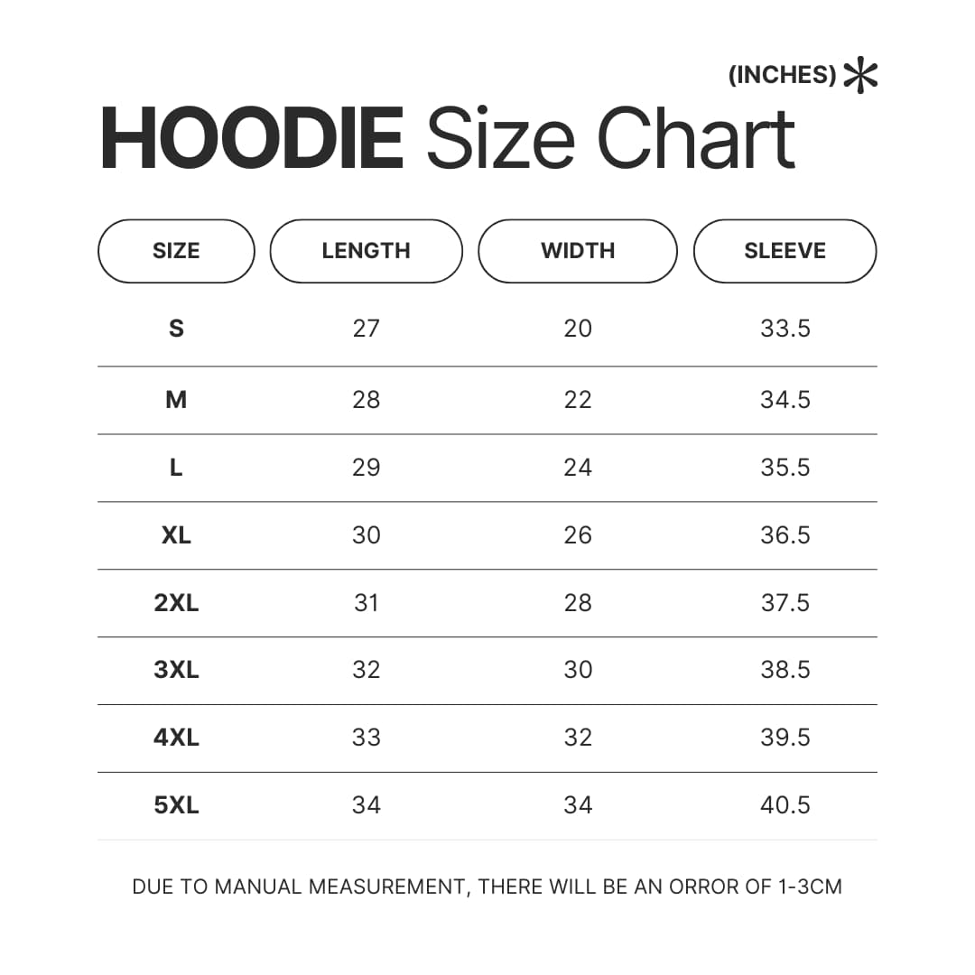 Hoodie Size Chart - Percy Jackson Store