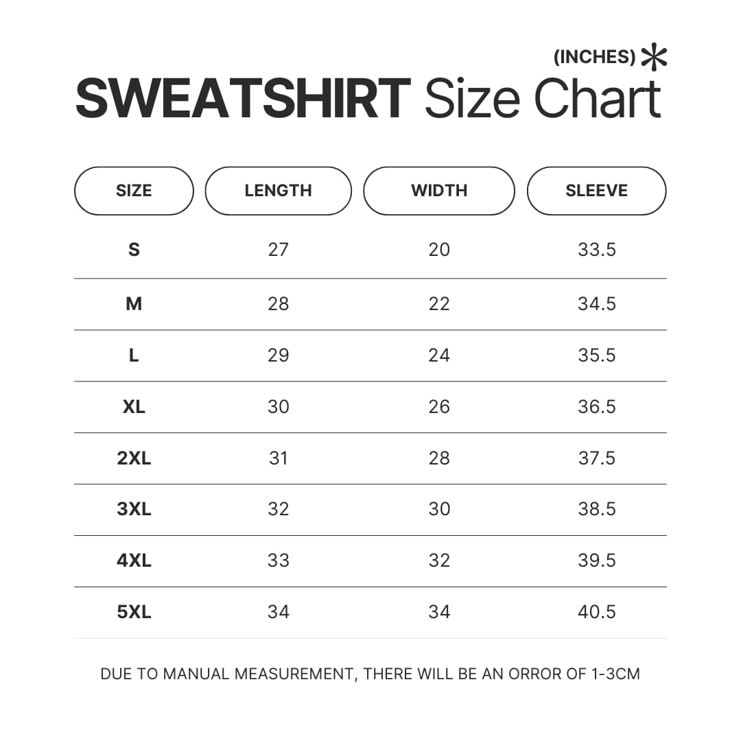 Sweatshirt Size Chart - Percy Jackson Store