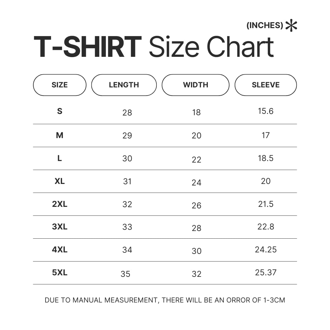 T shirt Size Chart - Percy Jackson Store