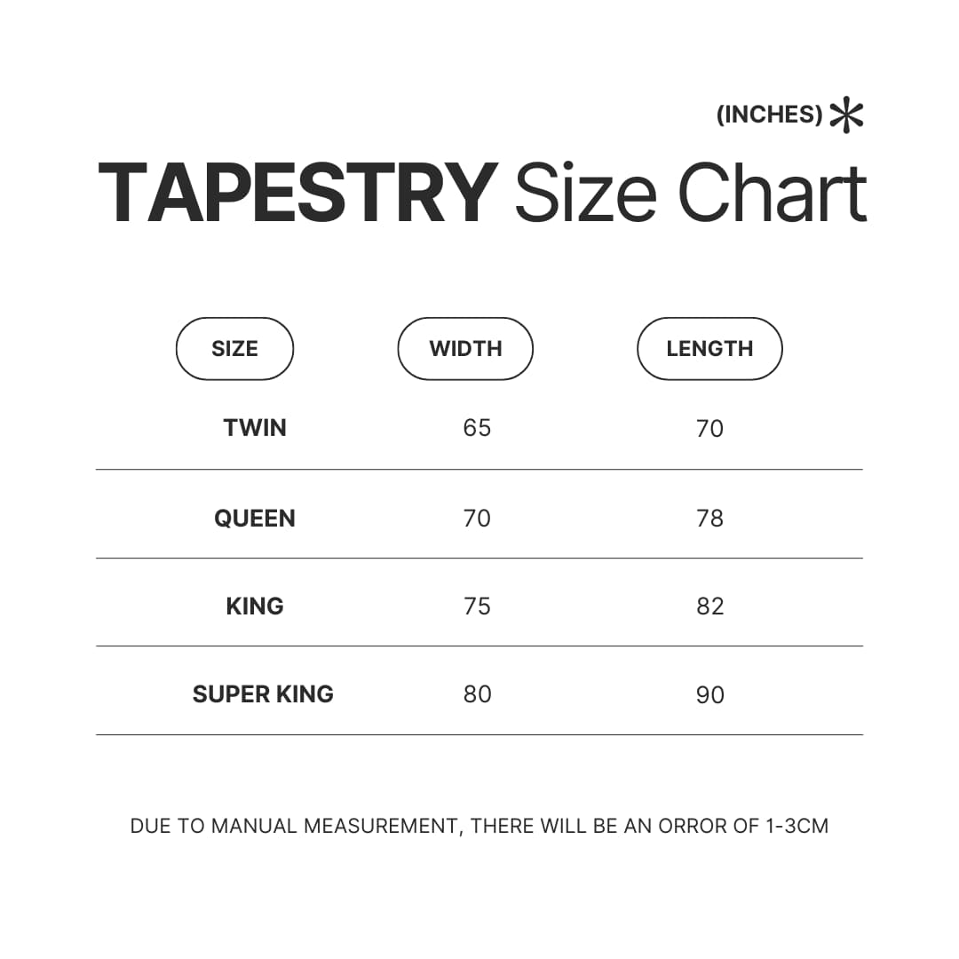 Tapestry Size Chart - Percy Jackson Store