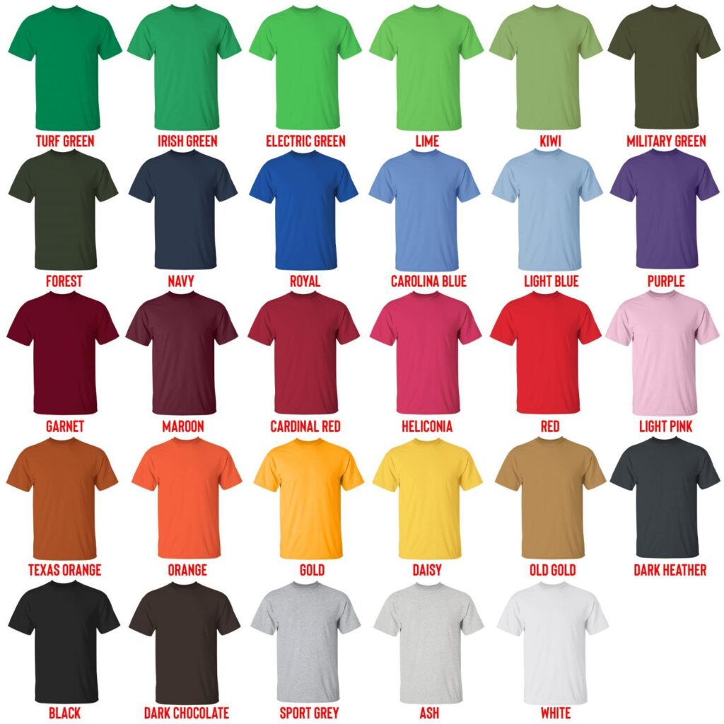 t shirt color chart - Percy Jackson Store