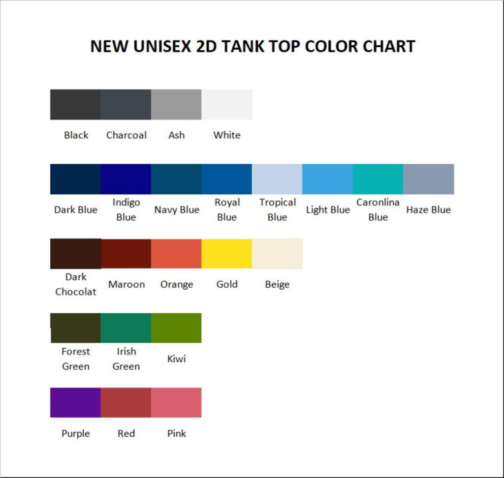 tank top color chart - Percy Jackson Store